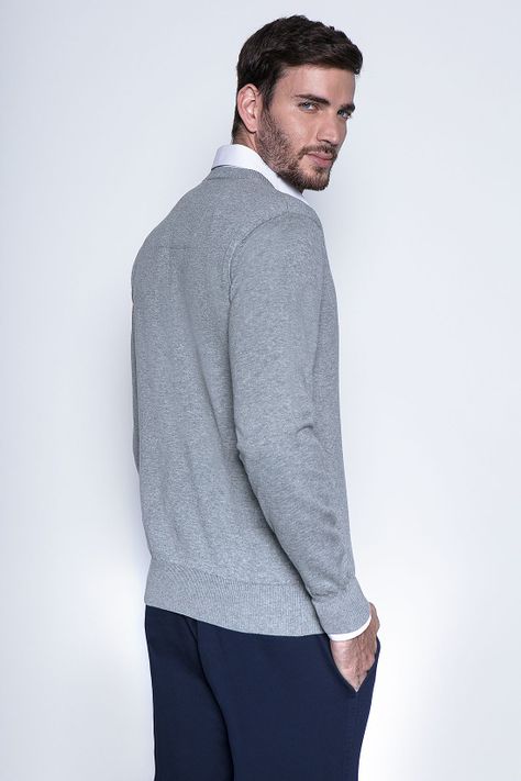 Melange Sweater Smart Casual L/S Lt Grey-1