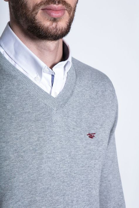 Melange Sweater Smart Casual L/S Lt Grey-4