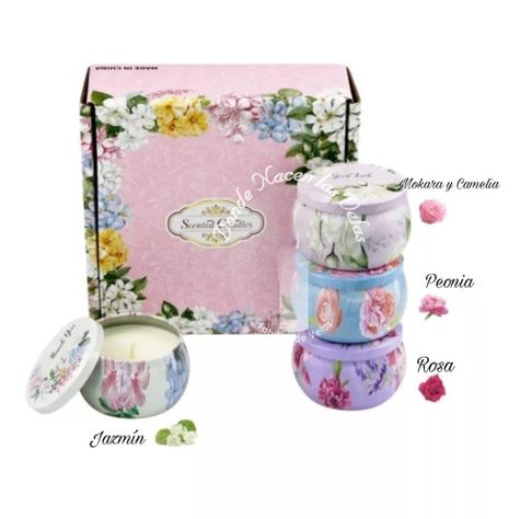 Velas Perfumadas Pack De 4 Con Flores Secas (m21)-1
