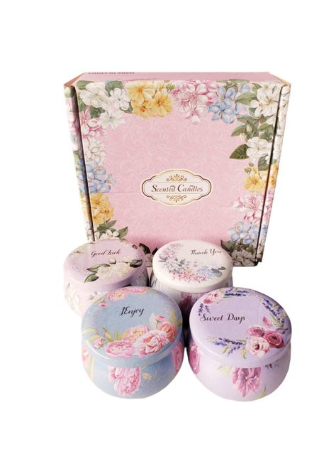 Velas Perfumadas Pack De 4 Con Flores Secas (m21)-0