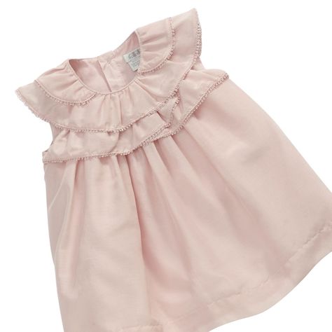 Vestido De Niña Palo Rosa Manga Corta 3/6 Meses-1