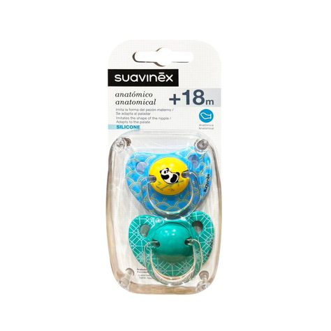 Chupetes Panda Azul con Tetina Anatómica de Silicona +18 meses-0