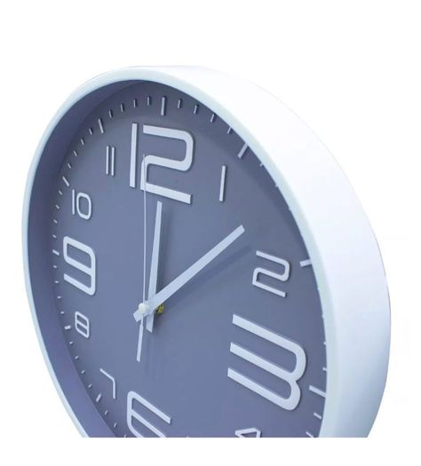 Reloj Pared Mural Redondo 30Cms Blanco Gris-1