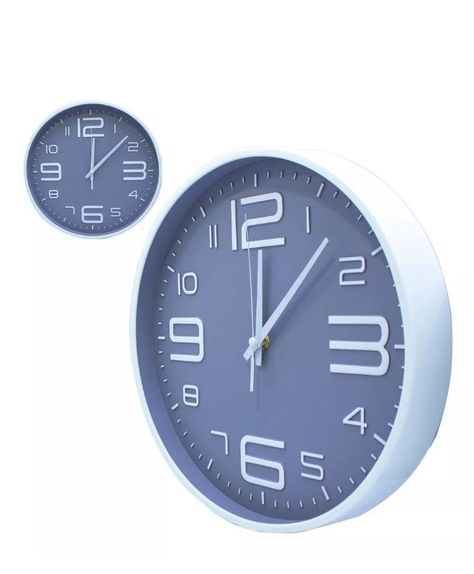 Reloj Pared Mural Redondo 30Cms Blanco Gris-2