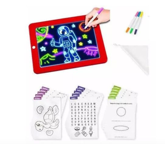 PIZARRA MÁGICA NIÑOS FLUORESCENTE + PLUMONES-2