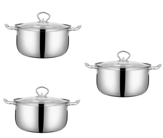Juego De Ollas y Utensilios de Cocina 16-18-20-22-24cm 10P Plateado-3