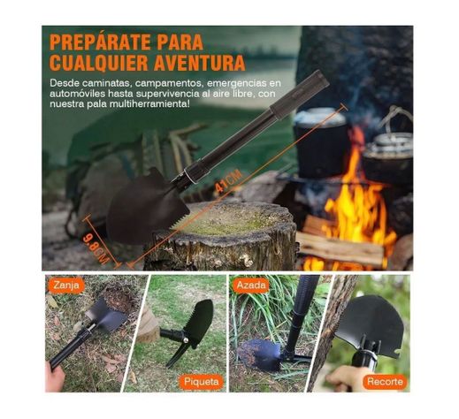 Pala Plegable 2 En 1 Militar Multifuncional Campin-7