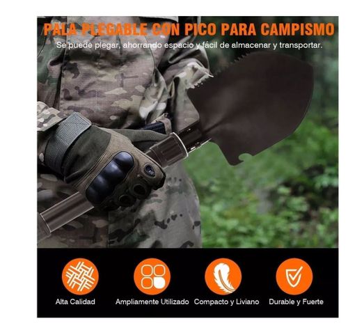 Pala Plegable 2 En 1 Militar Multifuncional Campin-3