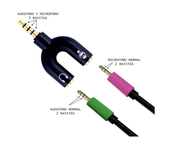 Splitter Adaptador 3.5mm Audio Separa Microfono Audifono Pc -1