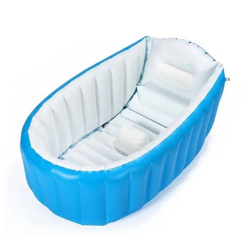 Bañera Inflable Portátil Para Niños Celeste-0