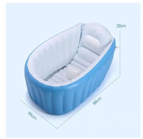 Bañera Inflable Portátil Para Niños Celeste-2