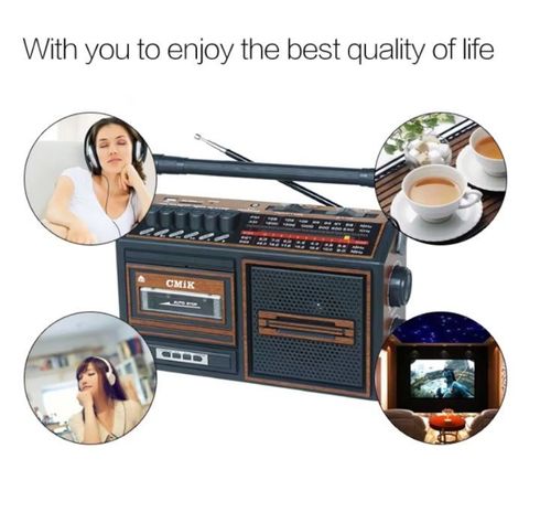 Radio Vintage Portatil Bluetooth Sd Usb Cmik Mk130-1