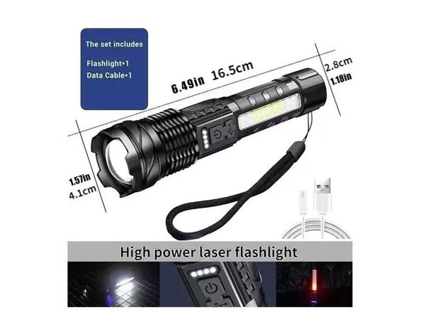 Linterna Led Tactical Titanium Laser Pro Camping Trail Usb-1
