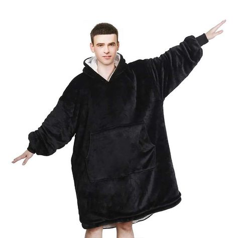 Bata Manta con Capucha Sherpa  Frazada Polerón con Chiporro UNISEX - NEGRO-0