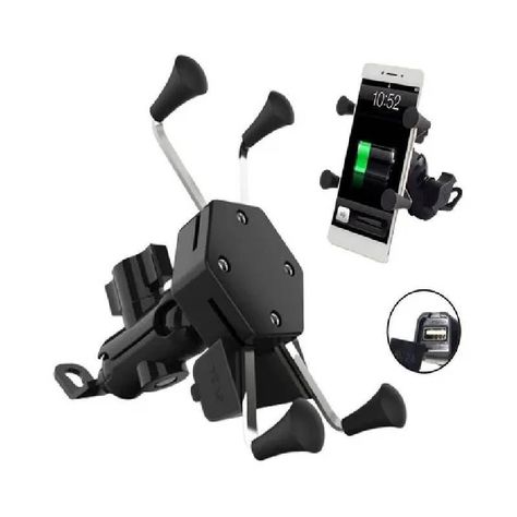 Porta Celular Para Moto Soporte Tipo X Con Cargador Usb rc-1