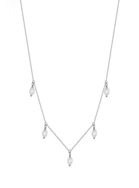 Collar con 5 perlas, plata 925-0