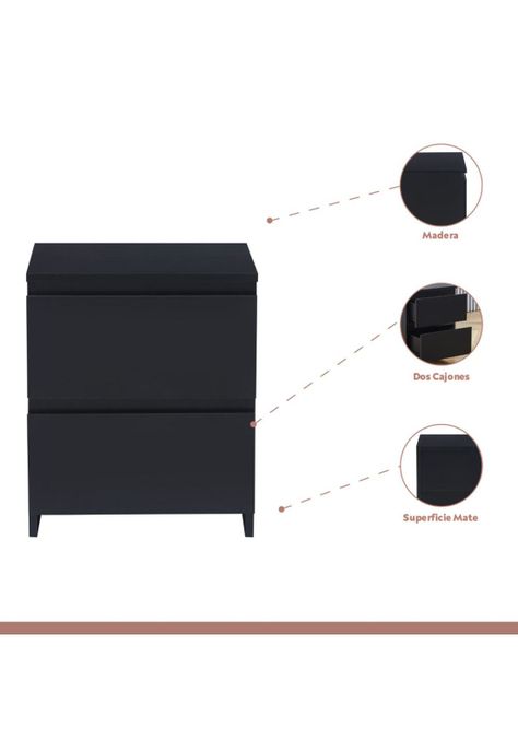 Pack de 2 Veladores Cajon Doble Minimal Oscuro-2