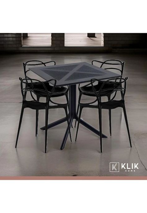 Mesa restaurant 80x80 Polipropileno + 4 Sillas Master Negras-1