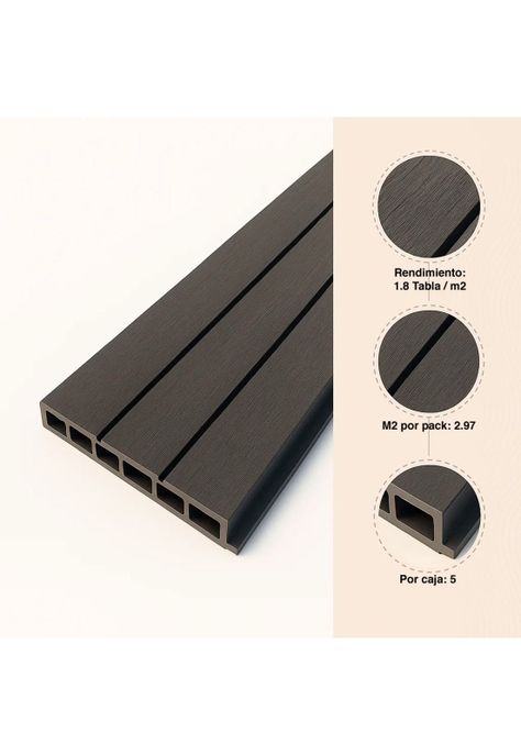 Pack de 5 Revestimientos Siding WPC exterior Color Gris Azul-4