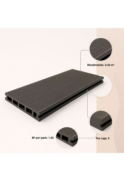 Pack de 5 muros separadores divisores WPC madera clara-4