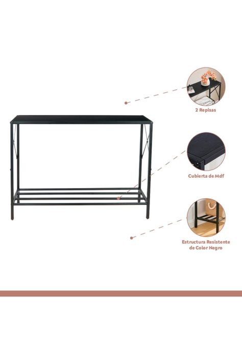 Arrimo tradicional negro metal mdf-2