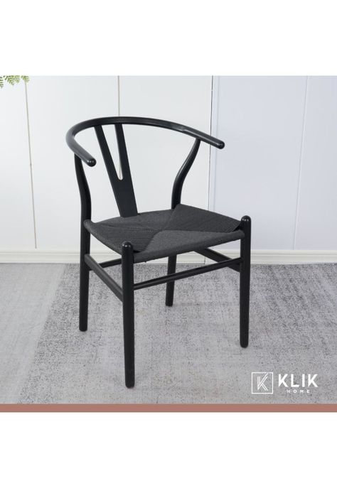 Pack 2 Sillas Wishbone Rattan - Negra con hilo negro-1