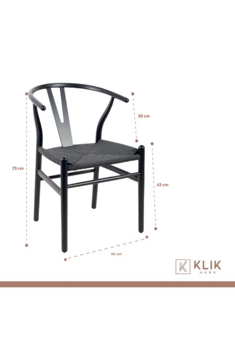 Pack 2 Sillas Wishbone Rattan - Negra con hilo negro-3