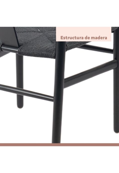 Pack 2 Sillas Wishbone Rattan - Negra con hilo negro-6