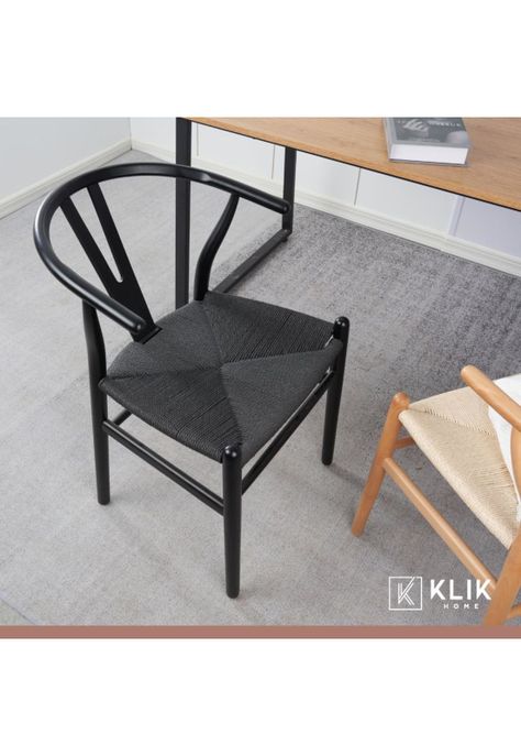 Pack 2 Sillas Wishbone Rattan - Negra con hilo negro-7