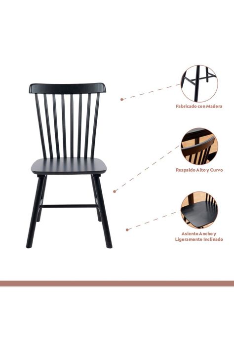 Silla Windsor Madera - Negra-2