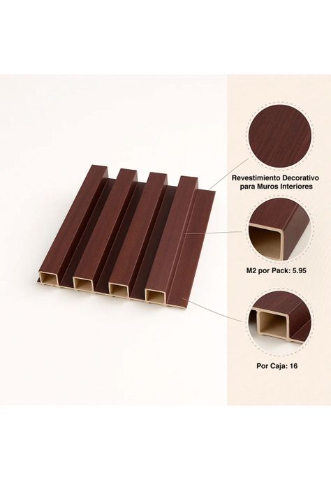 Pack de 16 Revestimientos Siding WPC interior color Chocolate-4