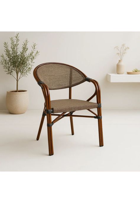Silla Bistro Parisina Textileno con reposabrazos - Beige-1
