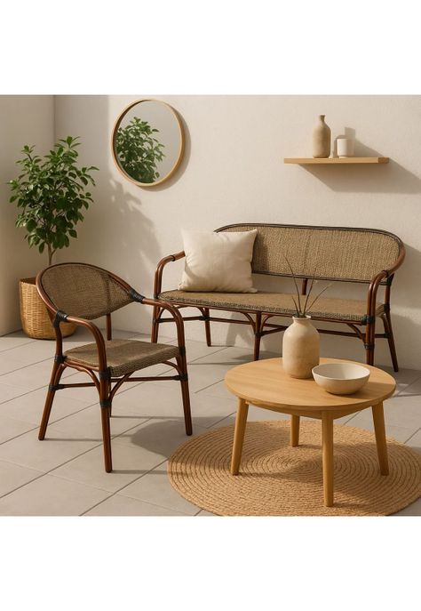 Silla Bistro Parisina Textileno con reposabrazos - Beige-2