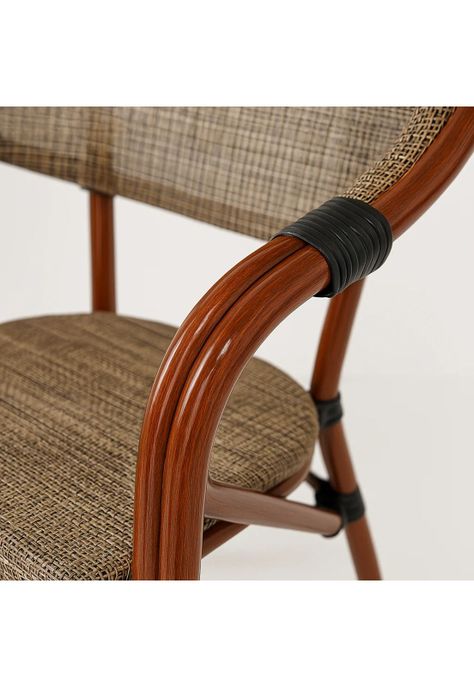Silla Bistro Parisina Textileno con reposabrazos - Beige-5