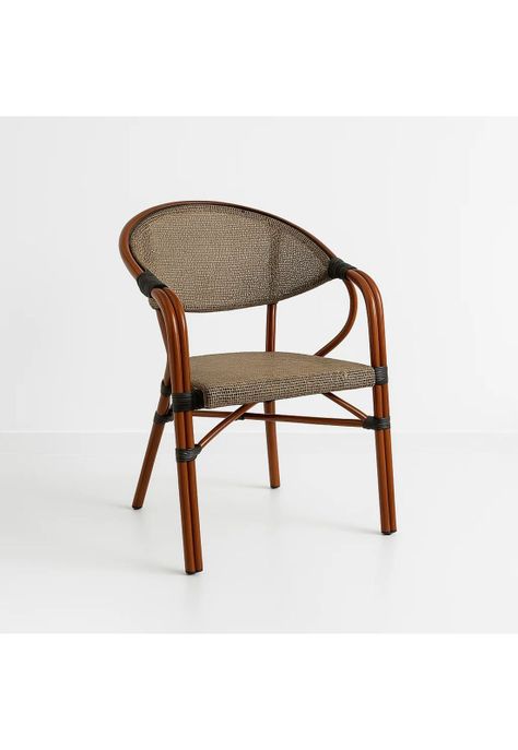 Silla Bistro Parisina Textileno con reposabrazos - Beige-0
