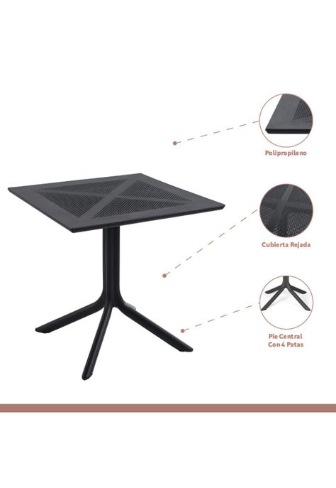 Mesa restaurant 80x80 Polipropileno + 4 Sillas Crossback Danubio - Negra-2