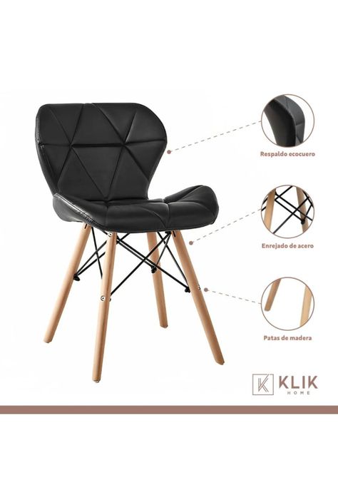 Silla Radar Acolchada Ecocuero - Negra-2