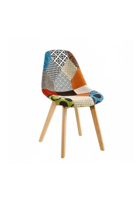 Silla Patchwork Acolchado Tela Wood - Naranja-0