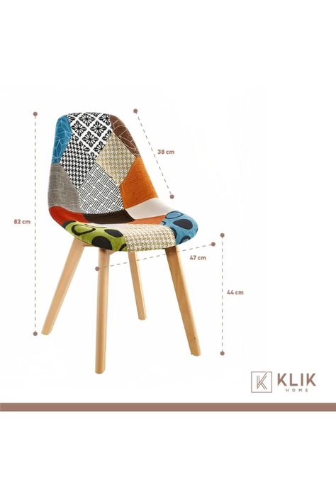 Silla Patchwork Acolchado Tela Wood - Naranja-3