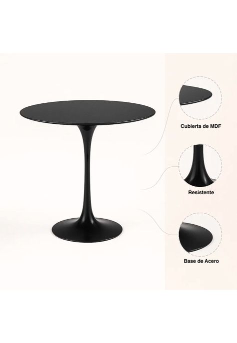 Mesa de Comedor Tulip 80cm - Negra-4
