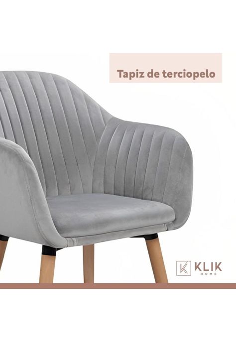 Butaca Sitial Poltrona Diamante Terciopelo Acolchado - Gris-4