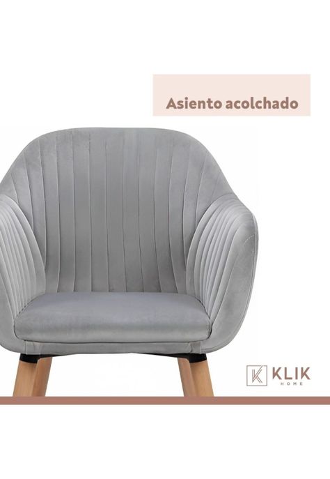 Butaca Sitial Poltrona Diamante Terciopelo Acolchado - Gris-5