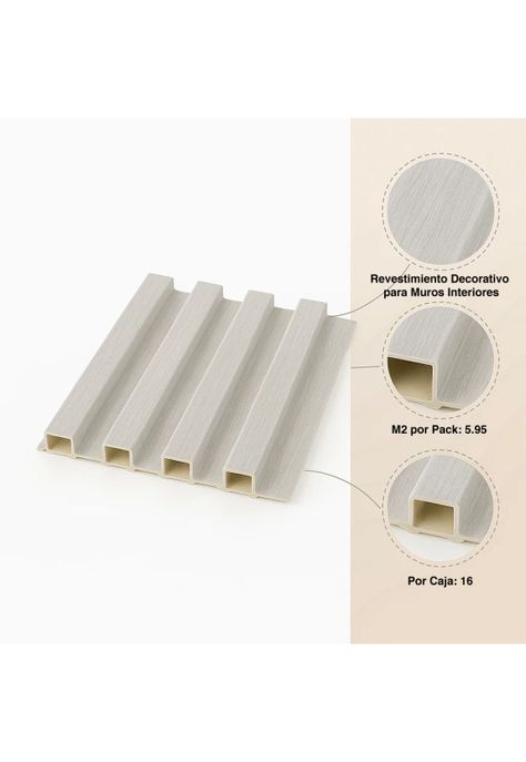 Pack de 16 Revestimientos Siding WPC interior color Blanco-4