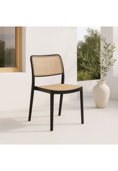 Silla de Restaurant o Terraza Comedor Hoffman Enrejada - Negra-1