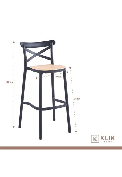 Taburete Crossback Danubio Piso de Bar o Terraza Exterior - Negro-4