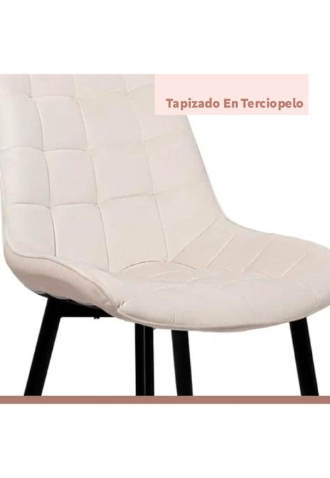 Silla de Comedor Macron Acolchada Terciopelo - Beige-4