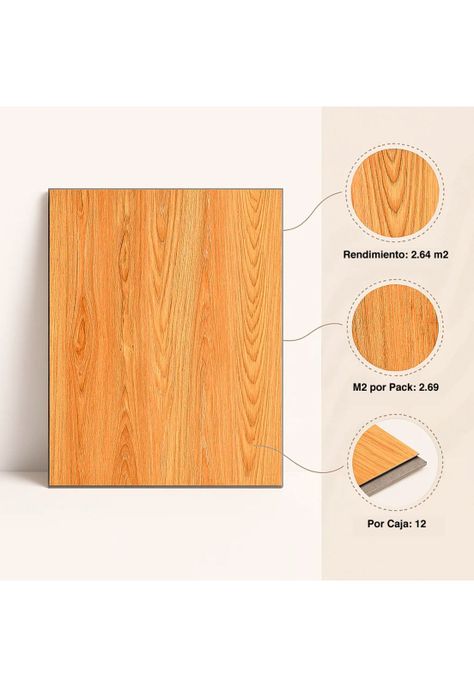 Pack de 12 Pisos Vinilico SPC Color Madera Clara-4