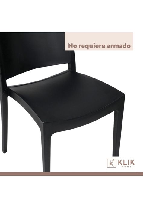 Pack de 4 Sillas de Terraza Exterior Tipo Restaurante - Negras-5