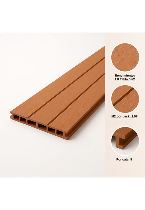Pack de 5 Revestimientos Siding WPC exterior Color Madera Clara-4