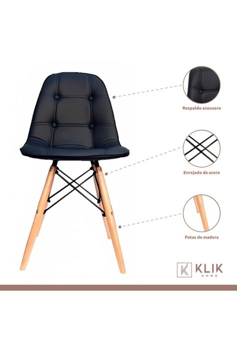 Silla Buckle Acolchada Ecocuero - Negra-2